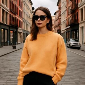 Acne Studios Samara Wool Orange Melange Crewneck Sweater